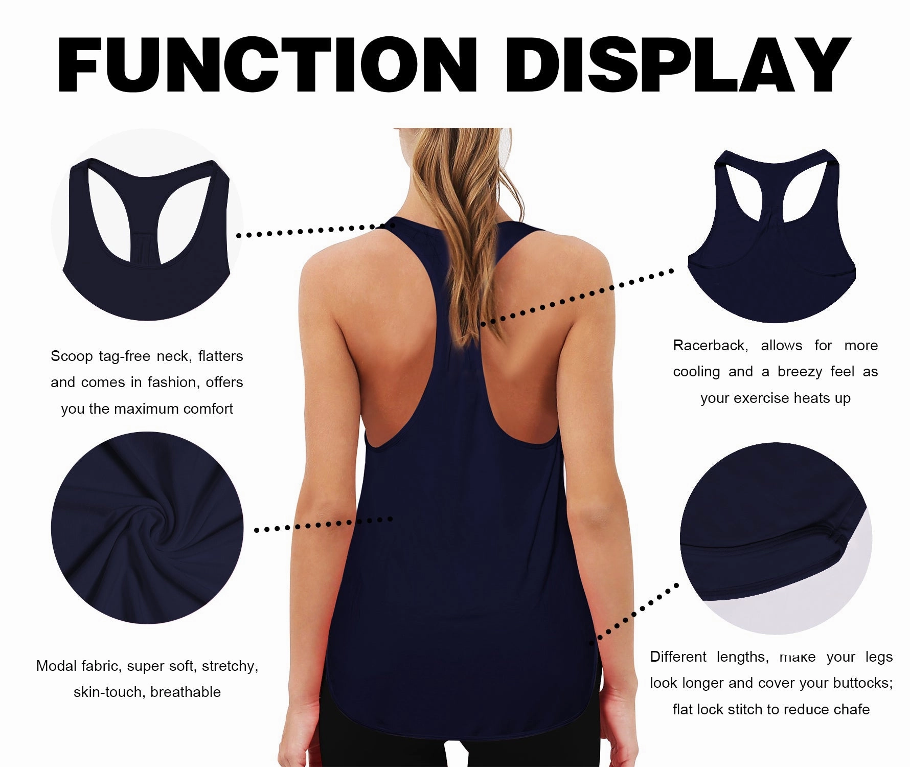 Loose Fit Racerback Tank Top darknavy_Biking