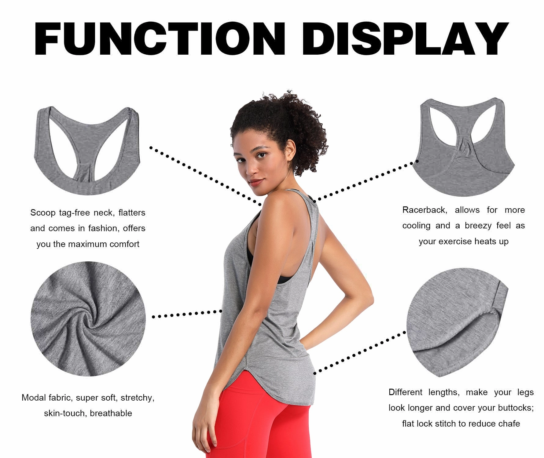 Loose Fit Racerback Tank Top heathergray_Pilates