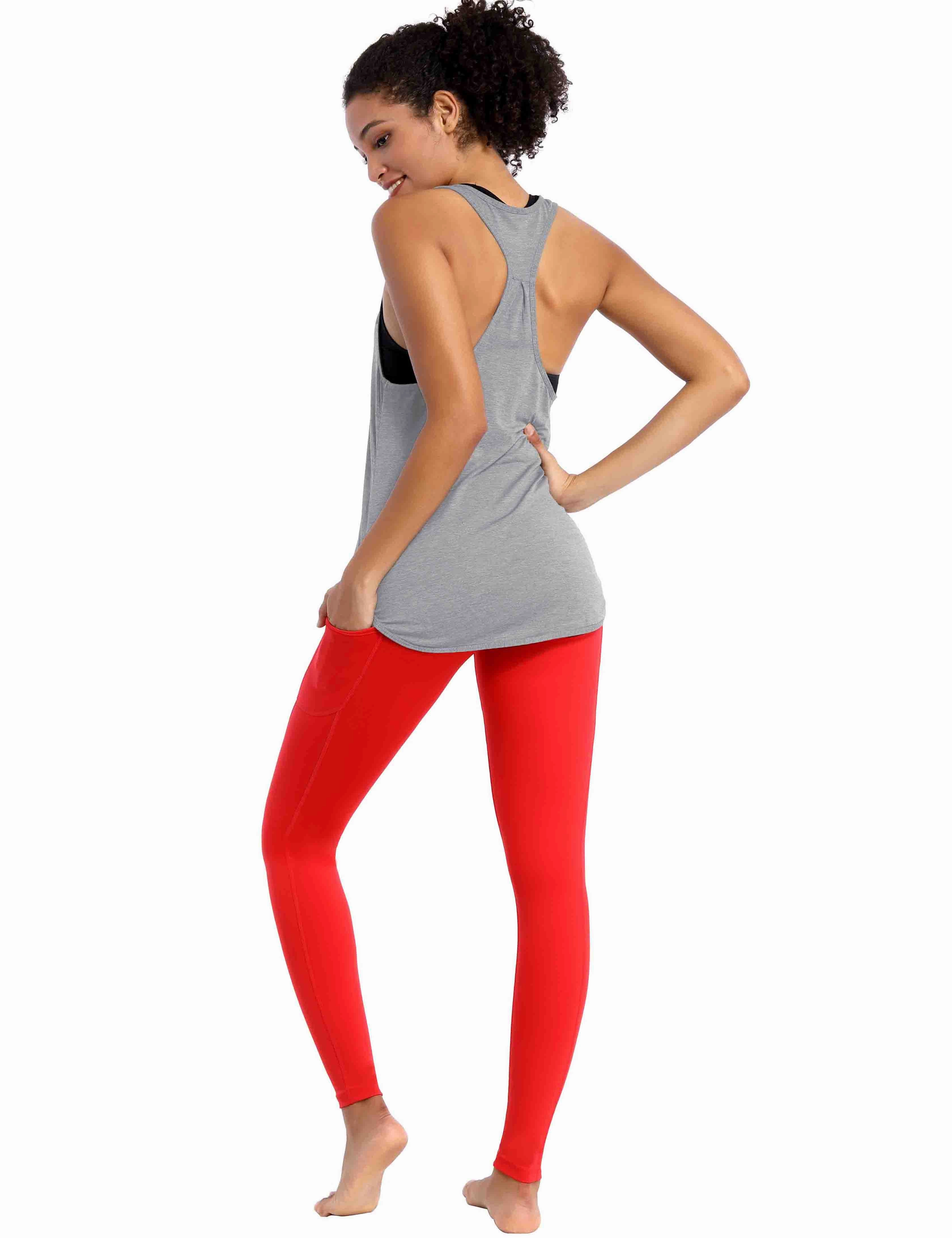 Loose Fit Racerback Tank Top heathergray_Pilates