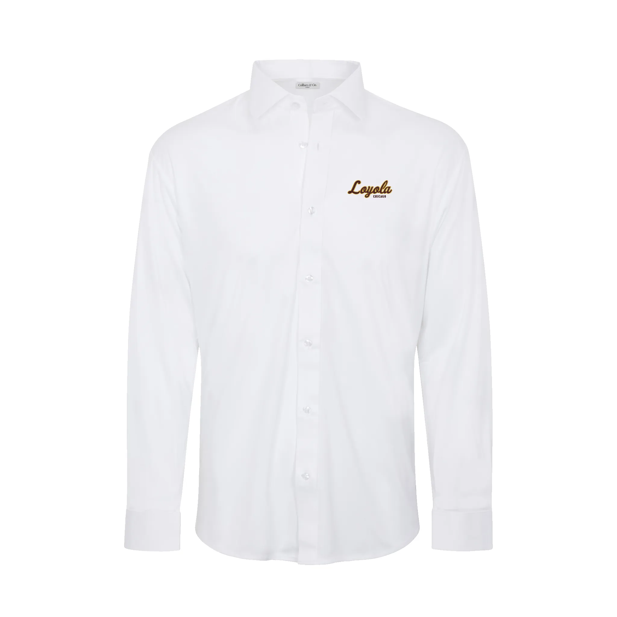 Loyola Chicago Quattro Flex Dress Shirt with Semi-Spread Collar White