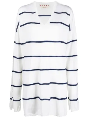 Marni Striped V-Neck Knit Jumper