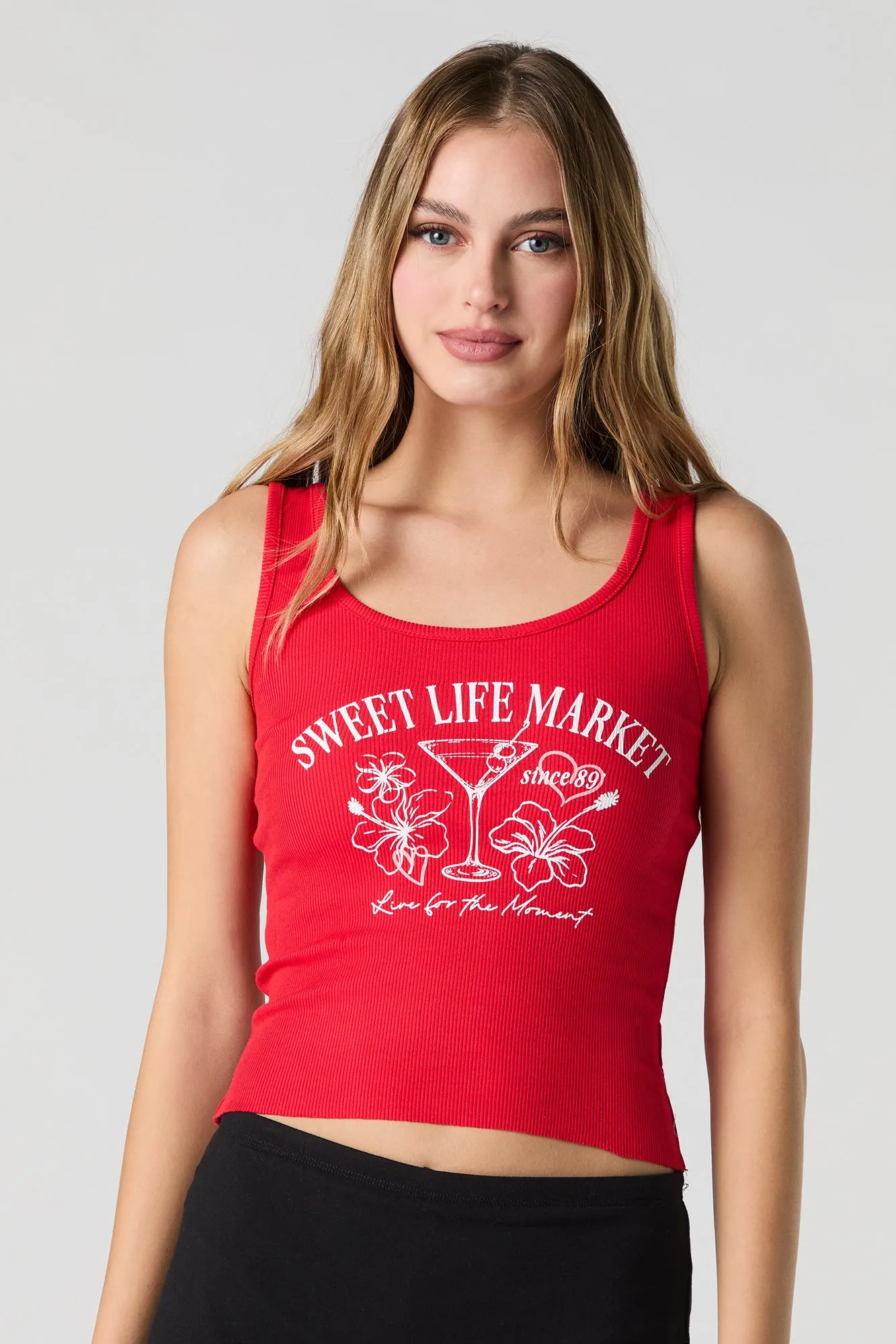 Martini Graphic Ribbed Tank