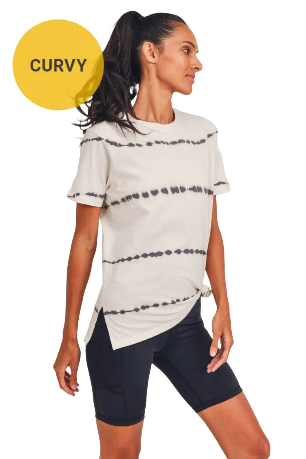 Mono B Split Hem Tie-Dye Basic Tee KT11735