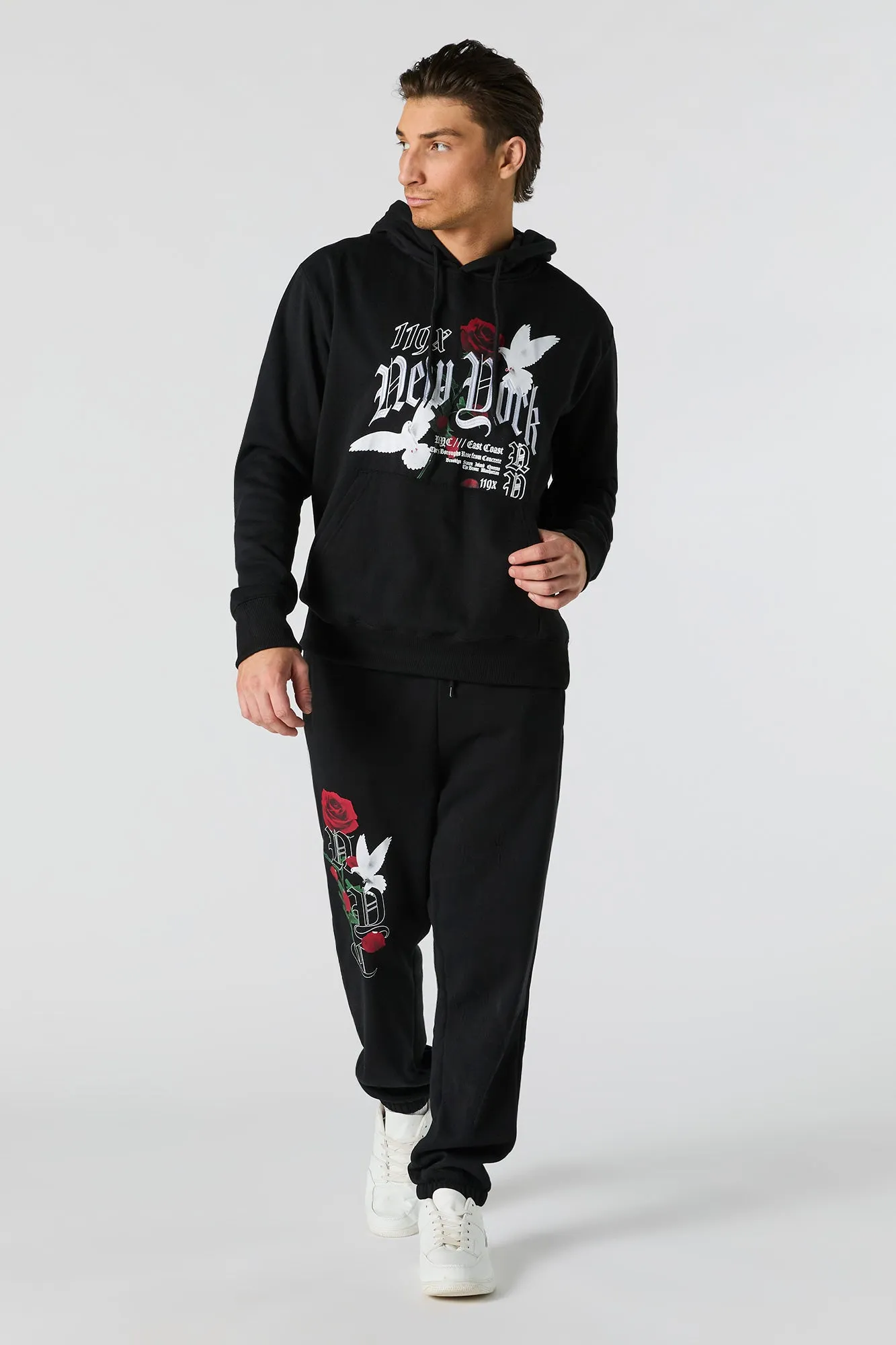 New York Doves Embroidered Fleece Hoodie