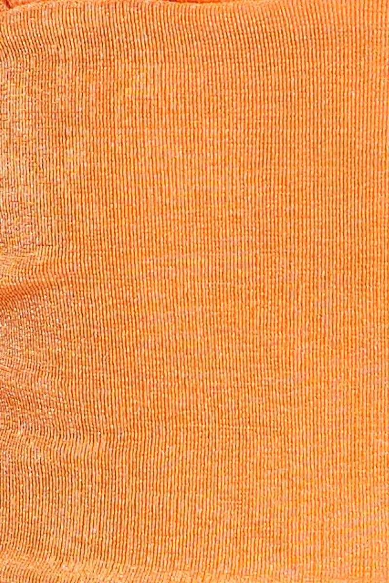 Orange Slinky Top Long Sleeve V Neck