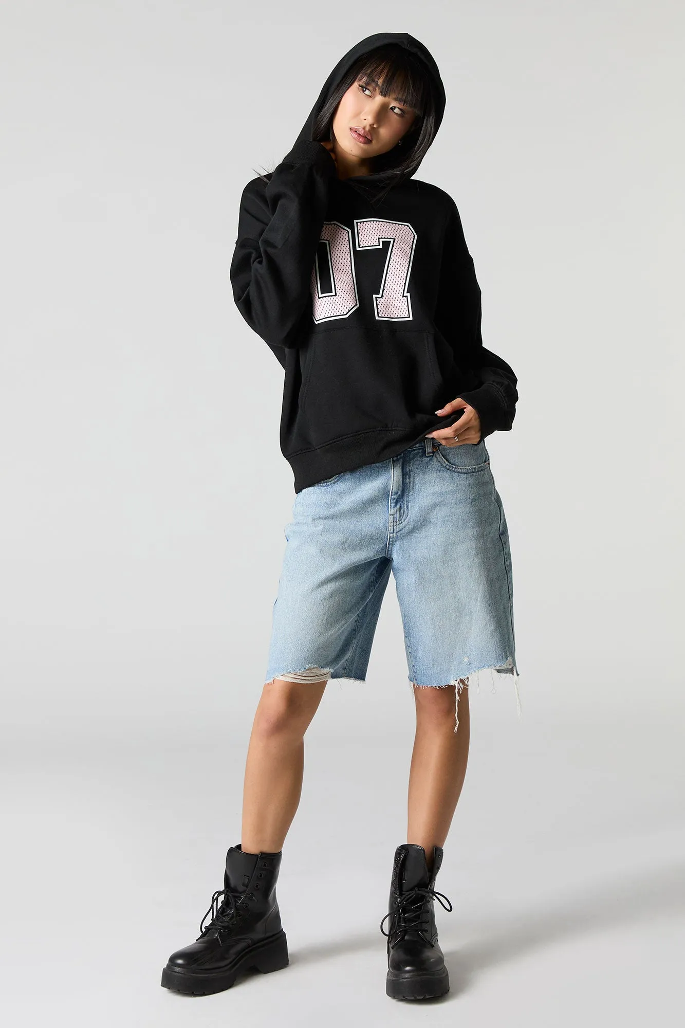 Oversized Graphic Fleece Hoodie