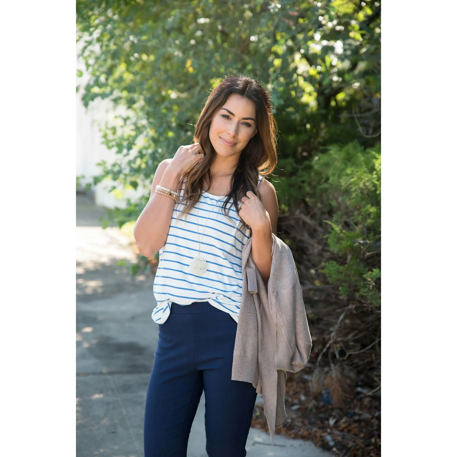 Perry Blue Striped Tank