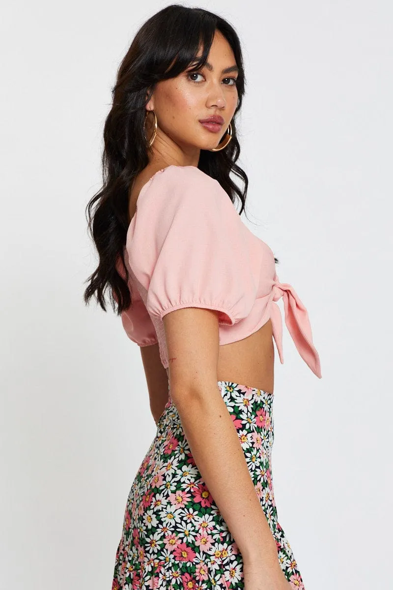 Pink Crop Bolero Short Sleeve