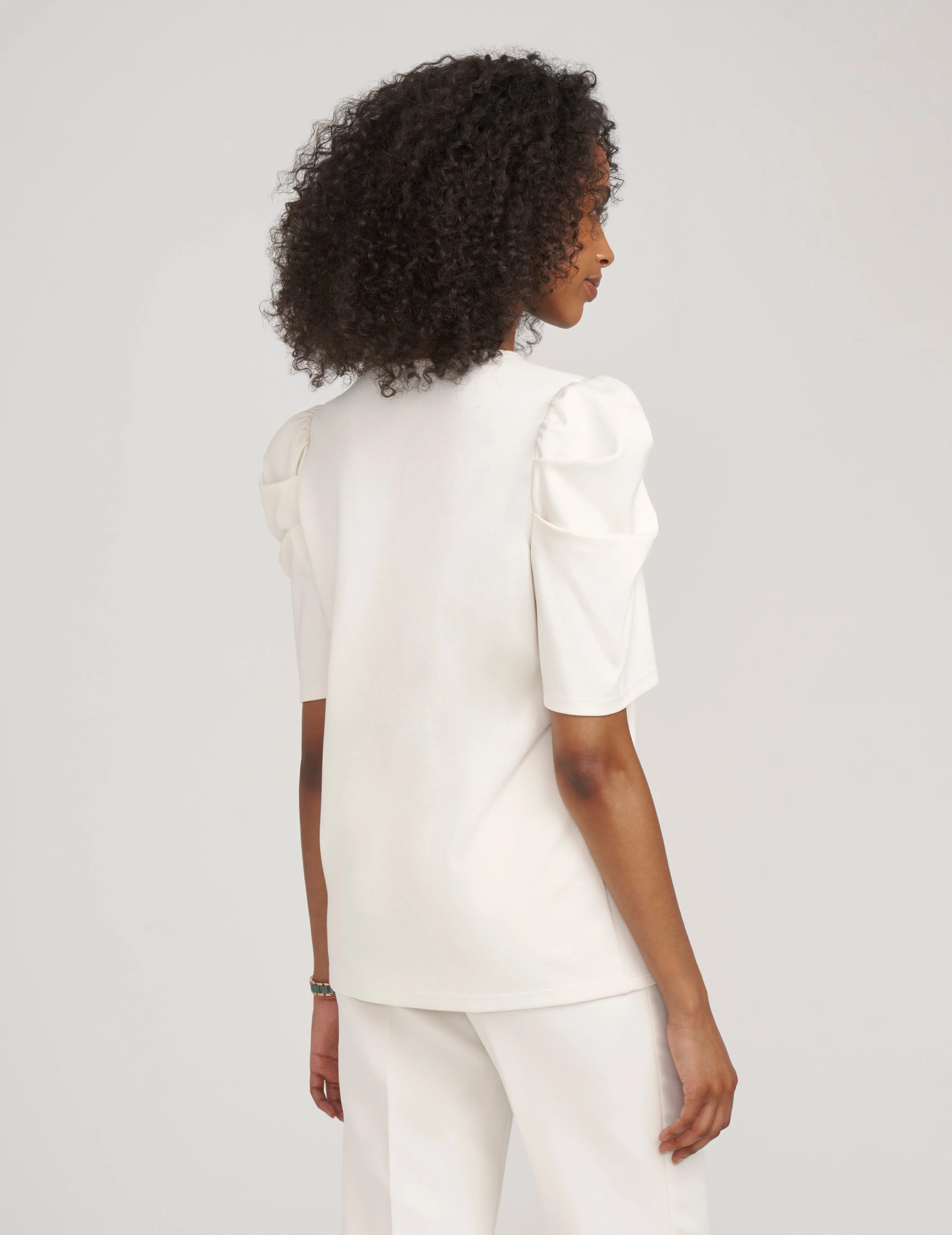 Pleat Sleeve V-Neck Top- Sale
