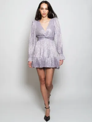 Pleated dress in Lilac Lurex