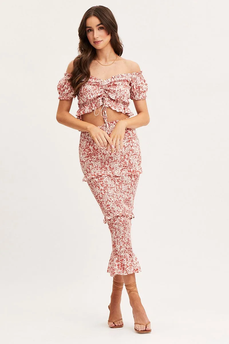 Print Crop Top Short Sleeve Tie Up