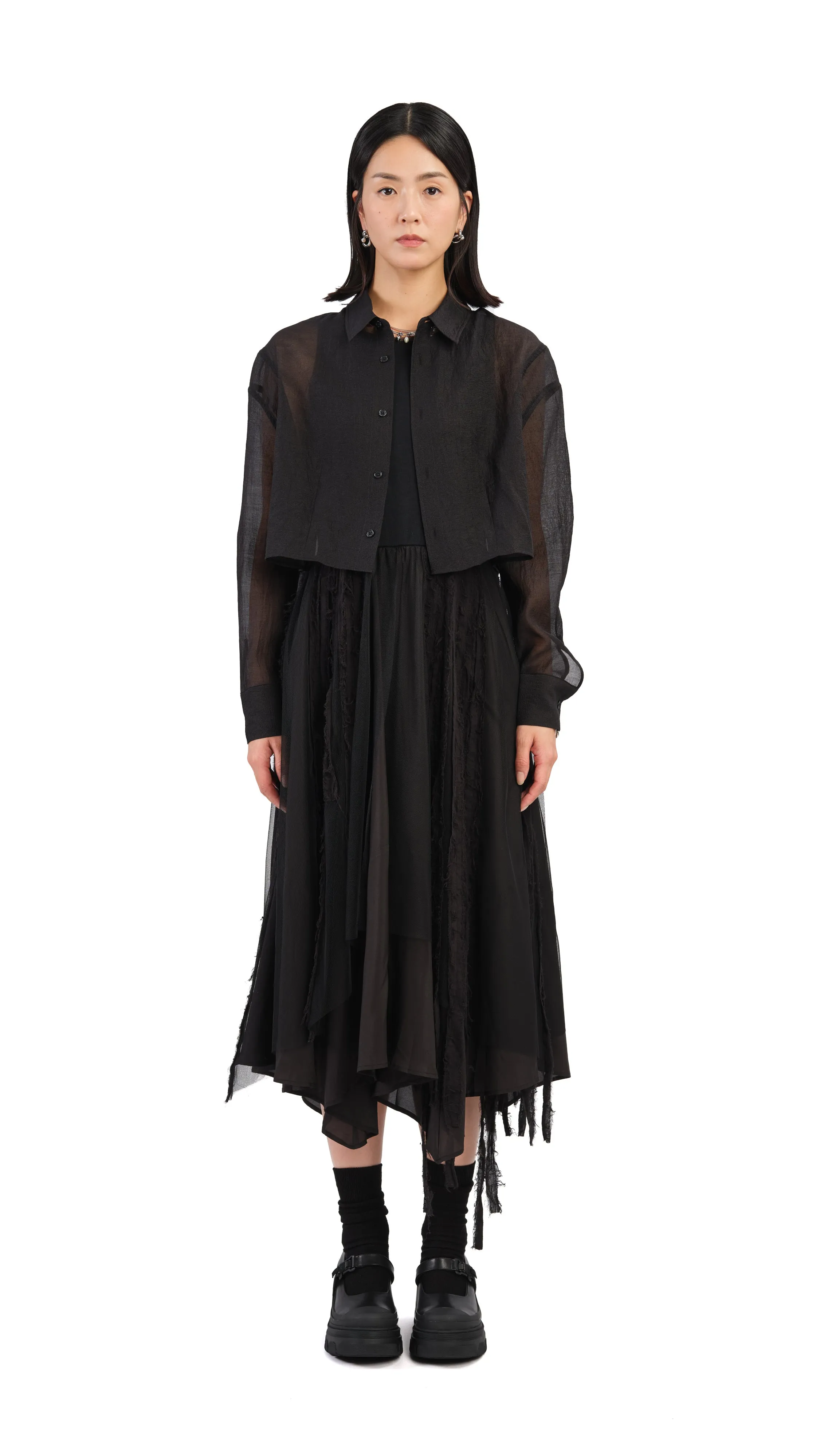 Puff Sleeves Crop Shirt