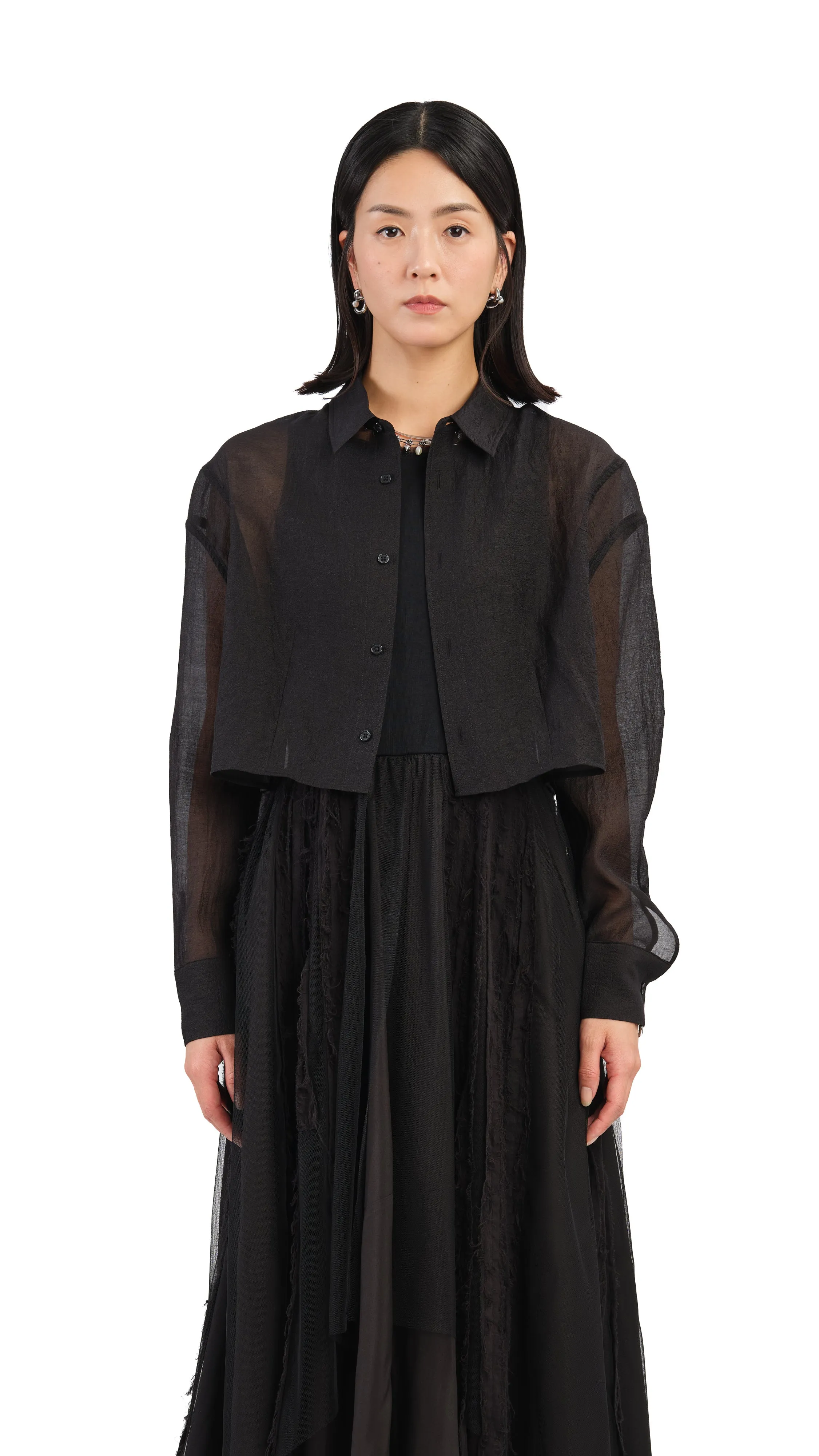 Puff Sleeves Crop Shirt