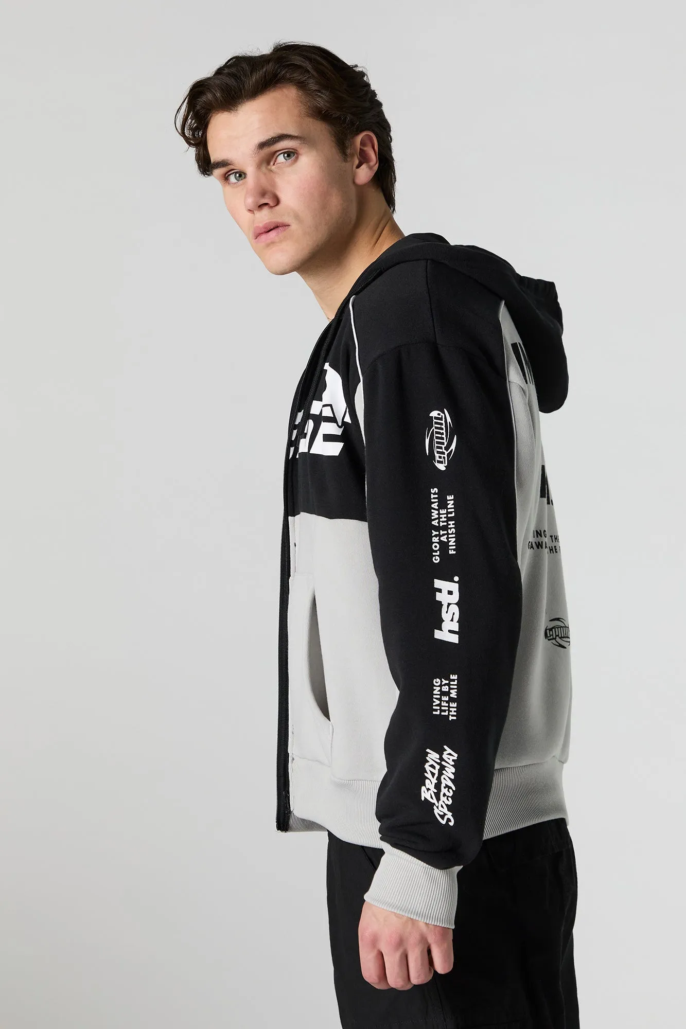Racing Graphic Fleece Zip-Up Hoodie