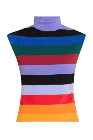 Rainbow Striped Mock Neck Top