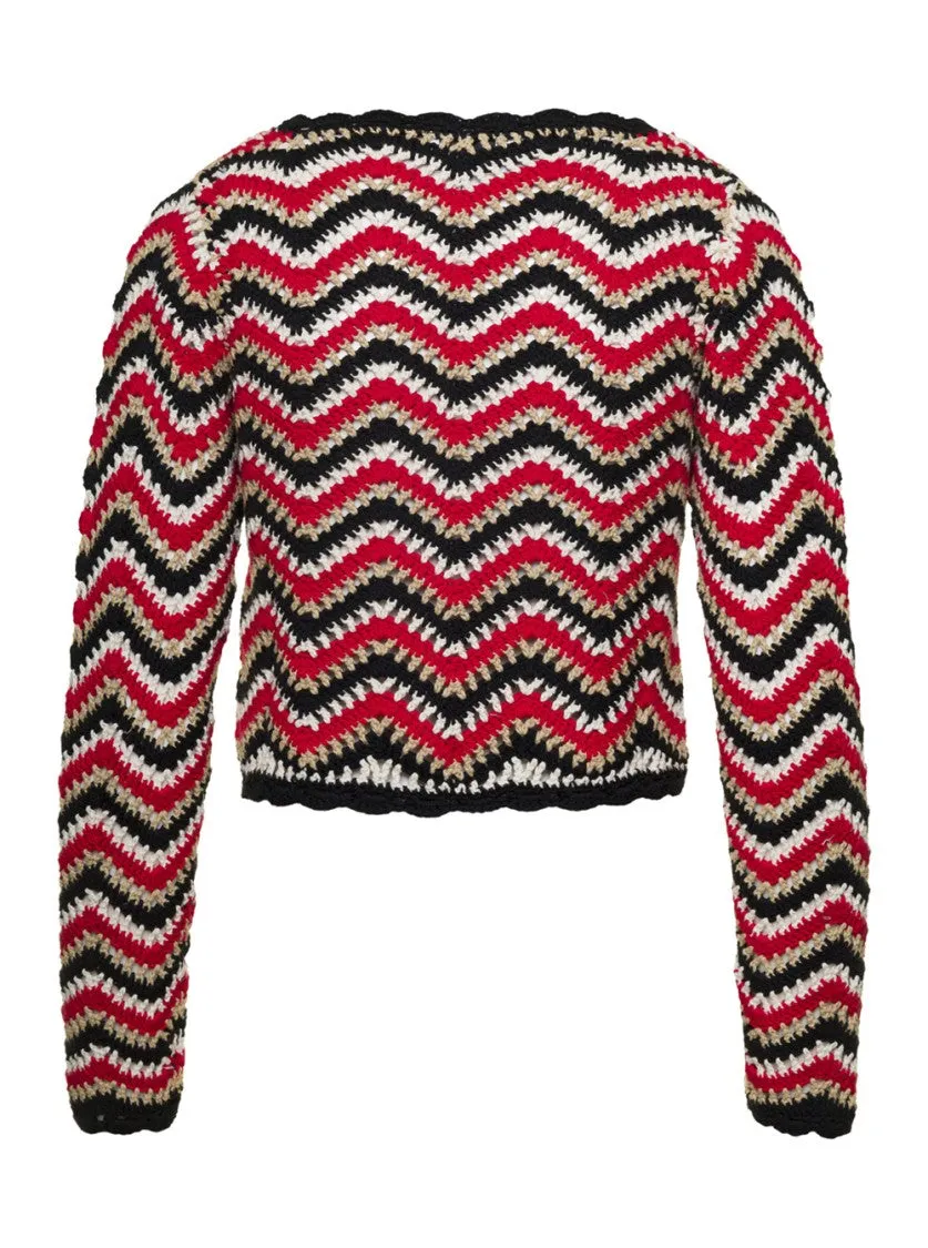 Red Crochet Cardigan In Organic Cotton
