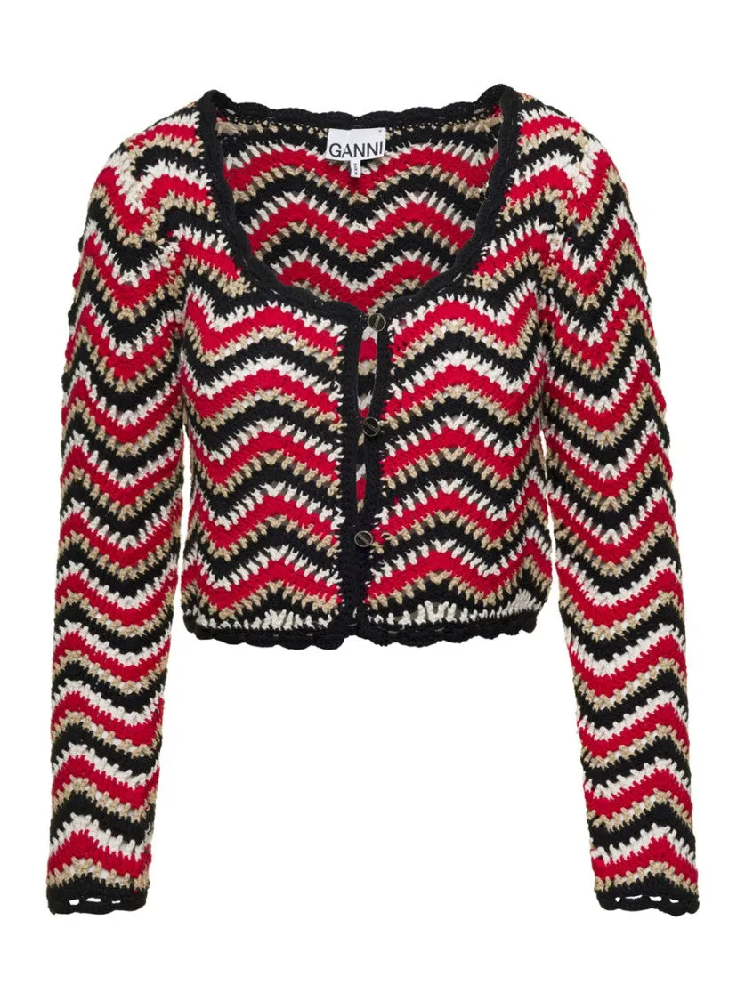 Red Crochet Cardigan In Organic Cotton