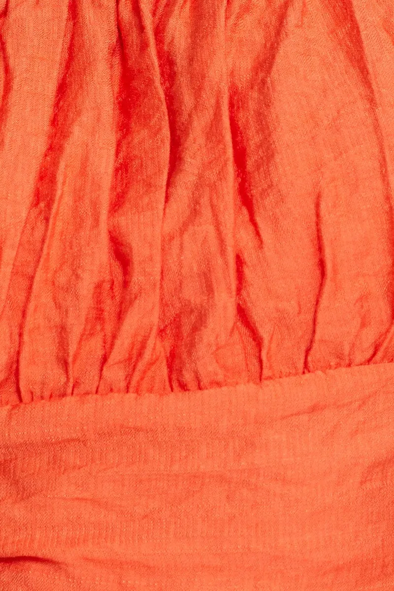 Red Crop Top Short Sleeve Tie Up