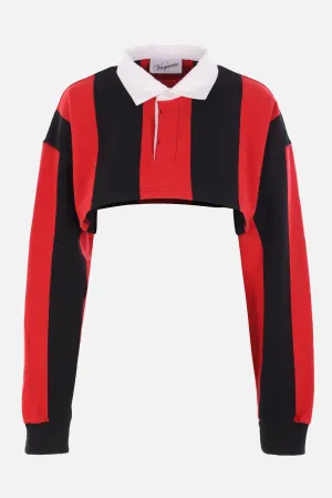 Rugby cropped sweatshirt in striped jersey
