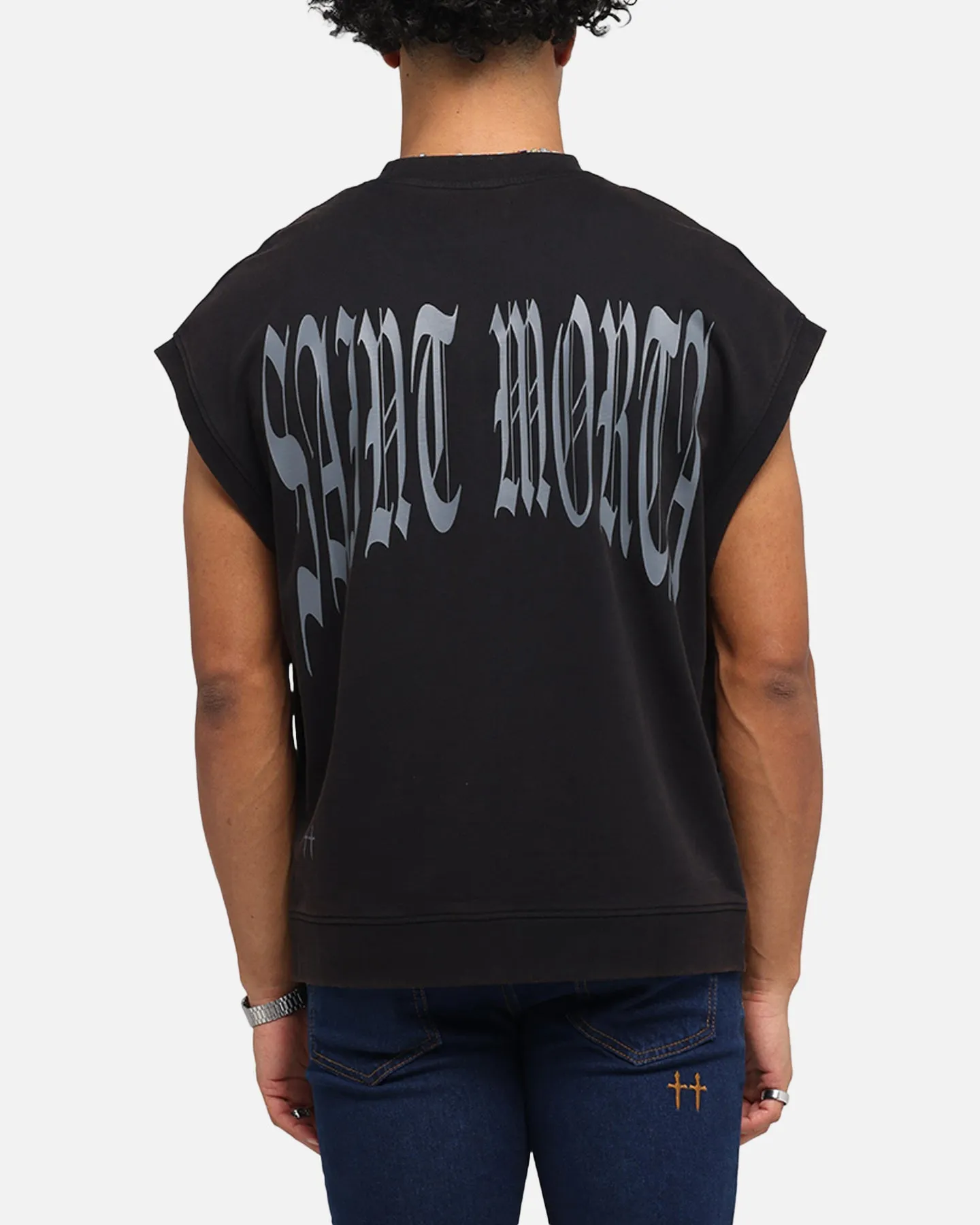 Saint Morta Vill Park Cut Off Sweater Vintage Black
