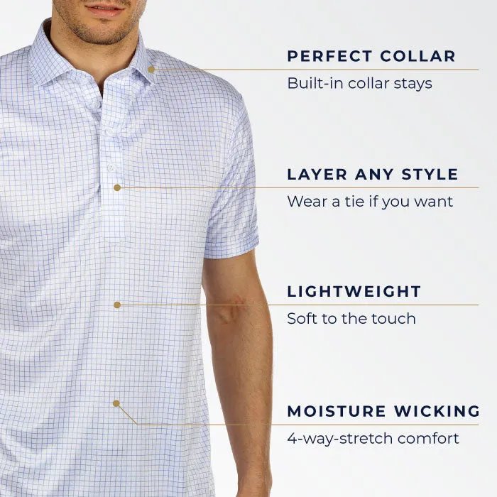 Semi-Spread Collar Polo Long Sleeve White
