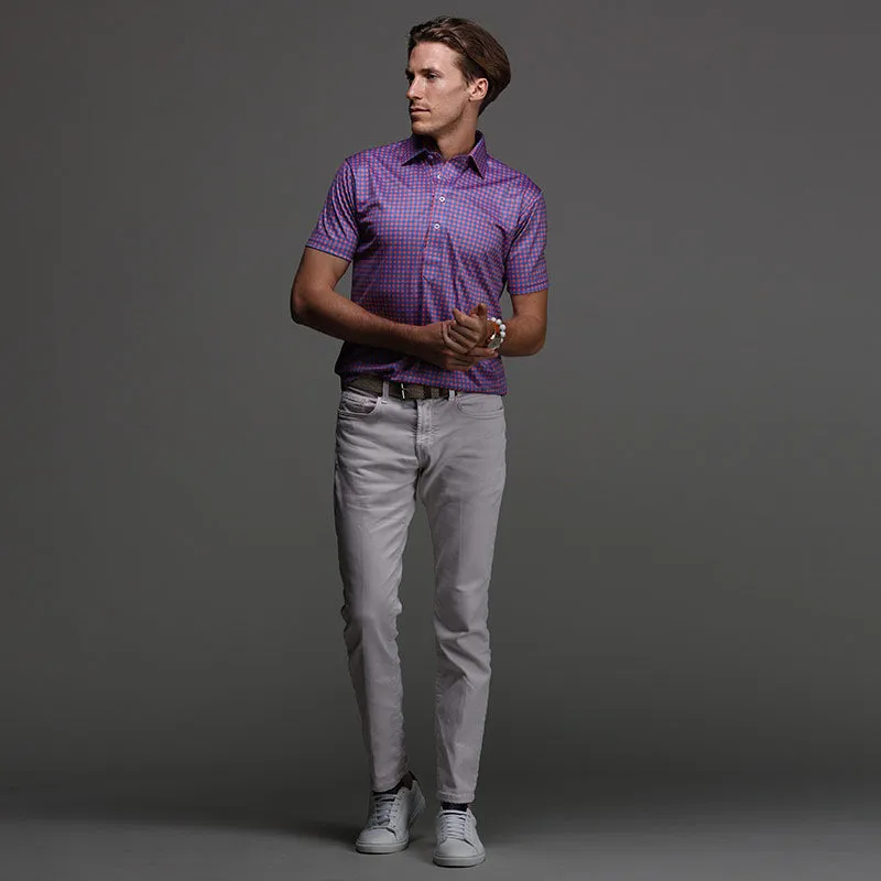 Semi-Spread Collar Polo Tribeca Red and Blue Gingham