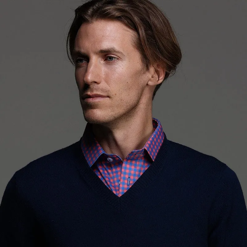 Semi-Spread Collar Polo Tribeca Red and Blue Gingham