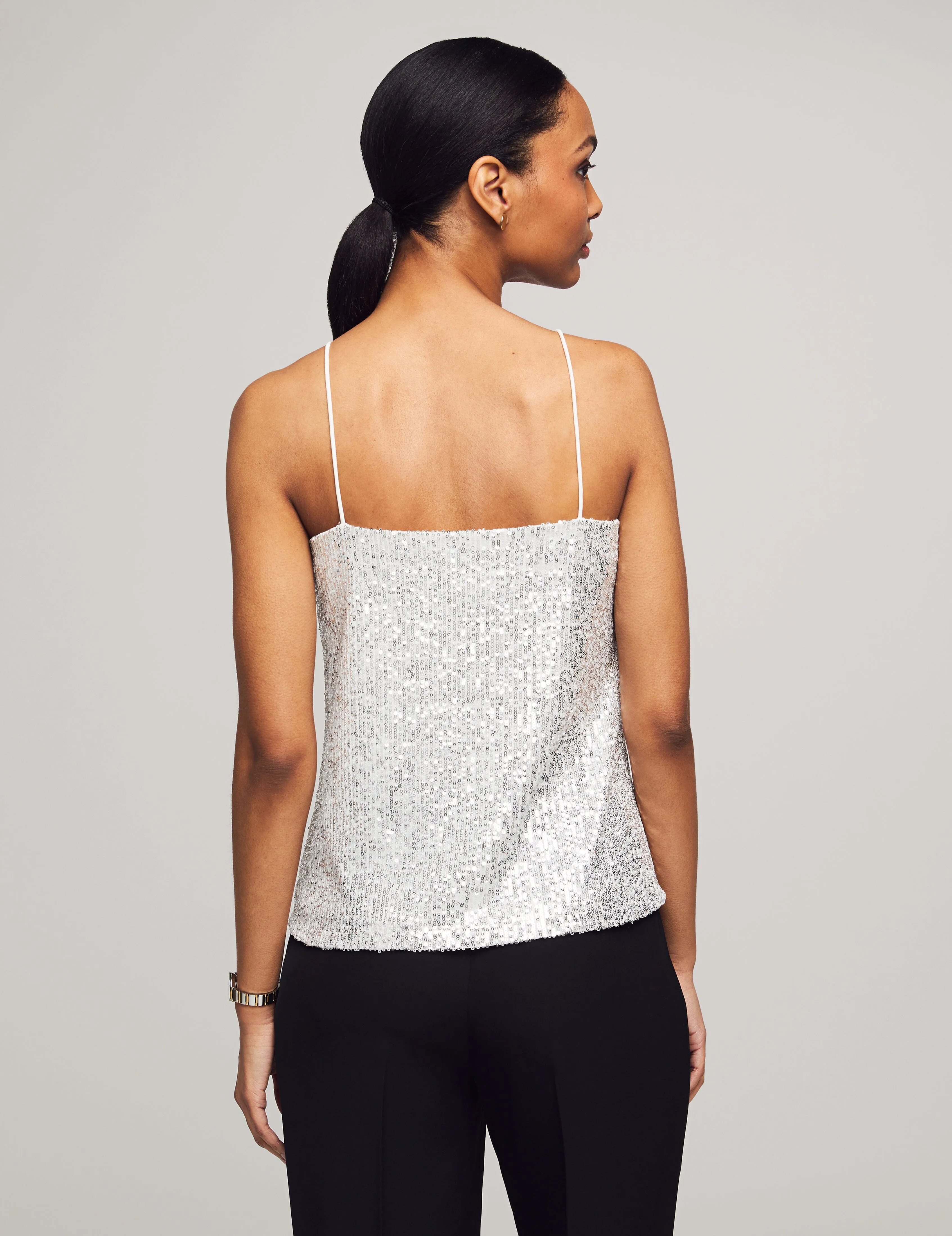 Sequin V-Neck Knit Cami - Sale