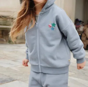 Sequin Zip-Up Hoodie In Grey