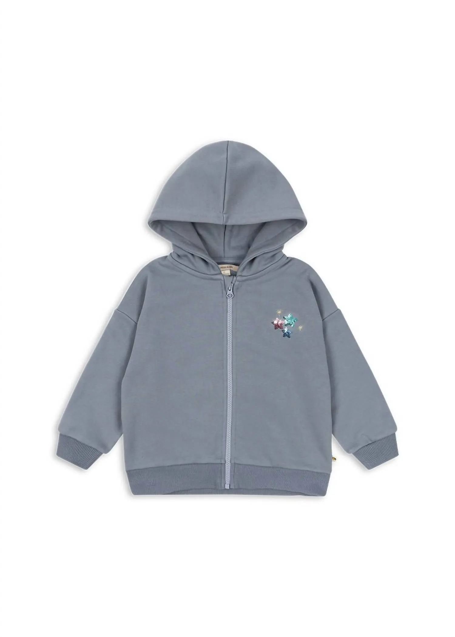 Sequin Zip-Up Hoodie In Grey