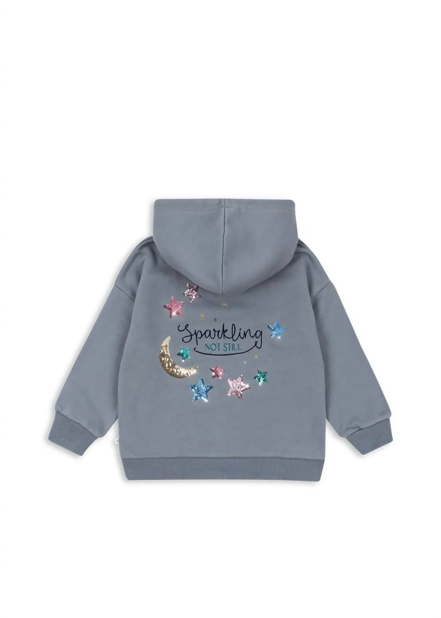 Sequin Zip-Up Hoodie In Grey