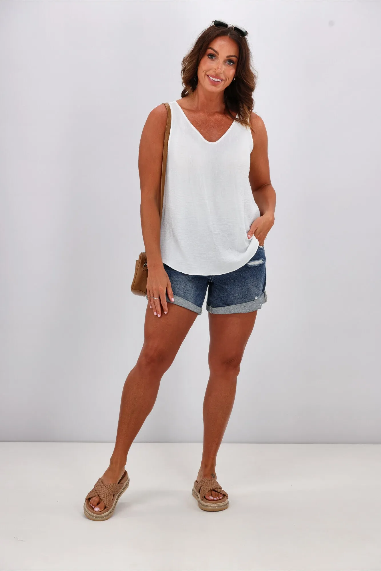 Shine On Label Amelia V Neck Cami White