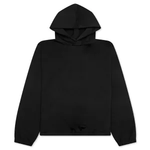Shiny Cotton Jersey Technical Hooded Sweatshirt - Black