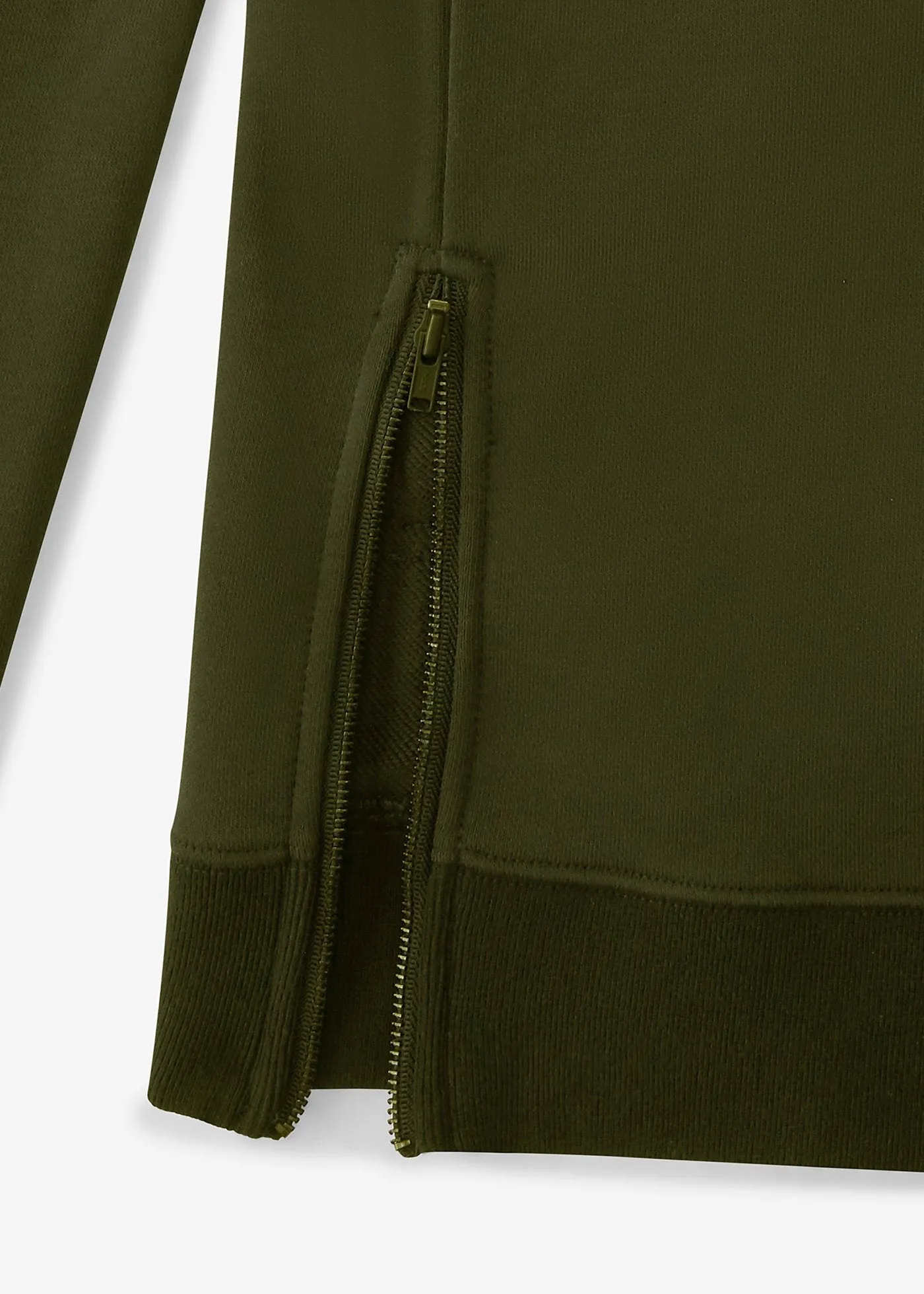 Side Zip Hoodie | Olive