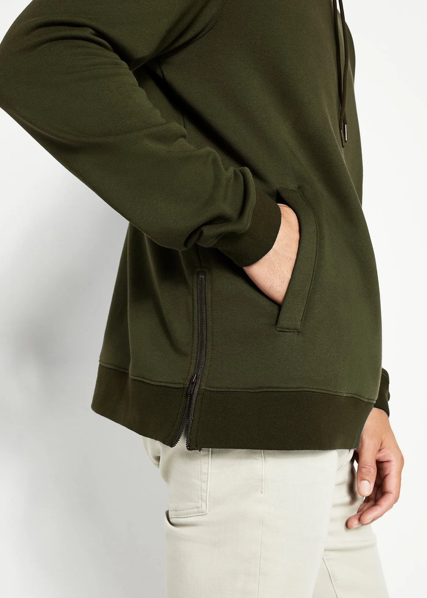 Side Zip Hoodie | Olive