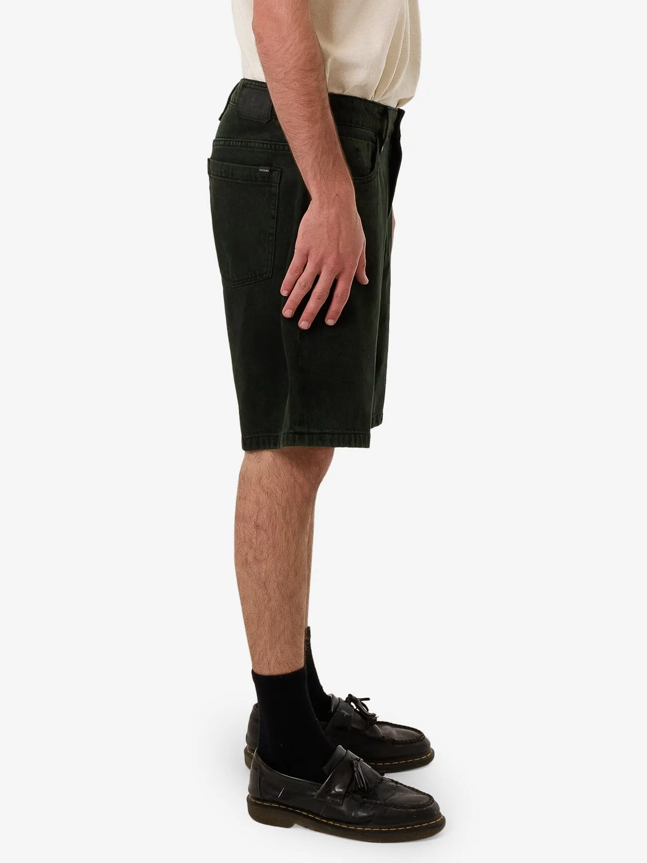 Slacker Denim Short - Oil Green - Black