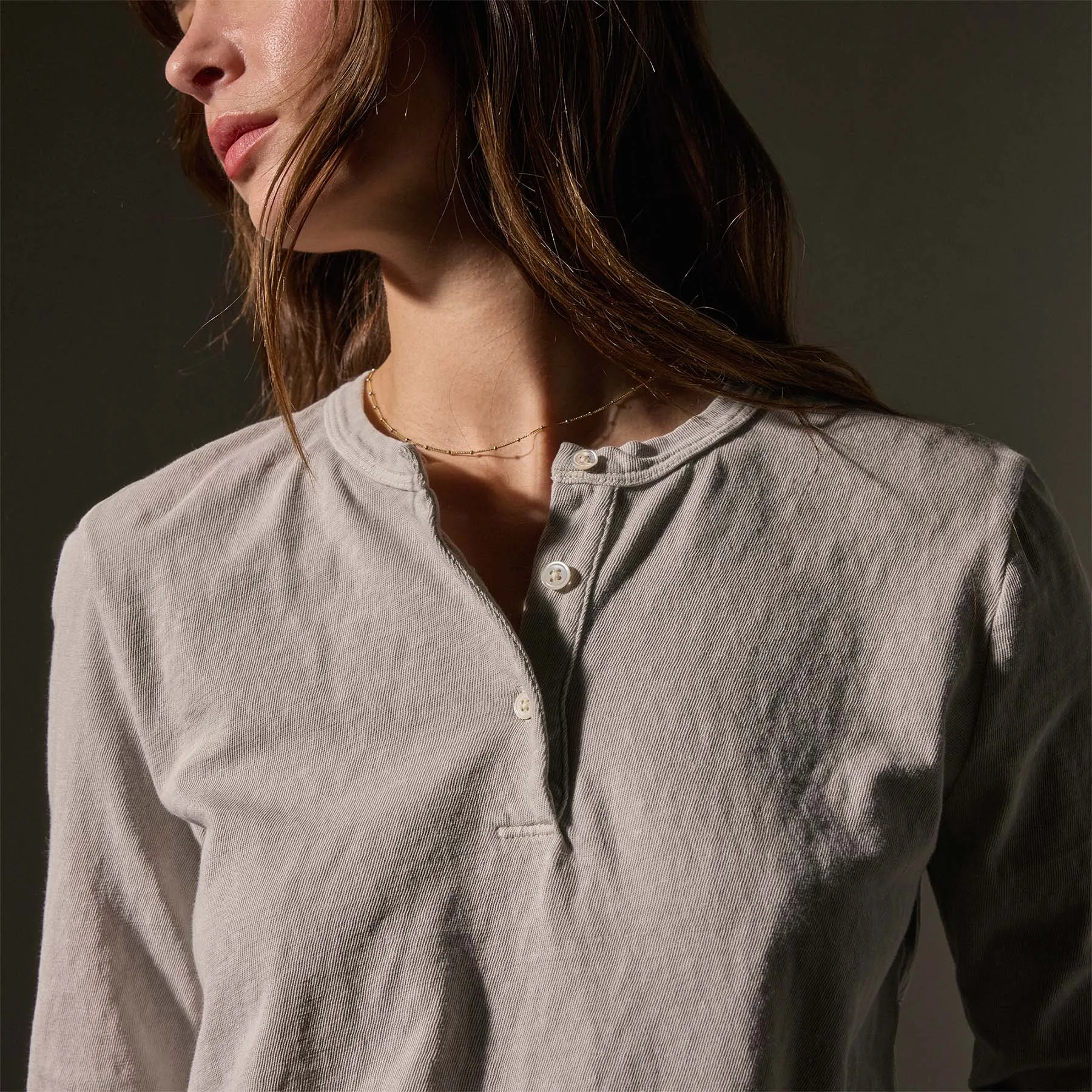Slub Jersey Long Sleeve Henley - Salt Pigment