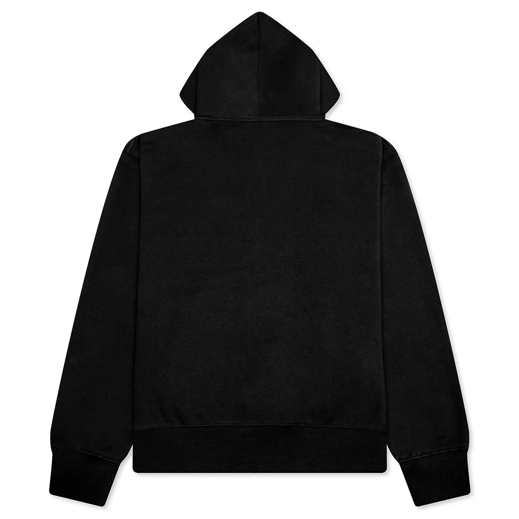 Split Zip Hoodie - Black