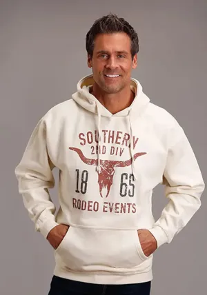 Stetson Longhorn Rode Days (White) - Men's Hoodie Sweatshirt