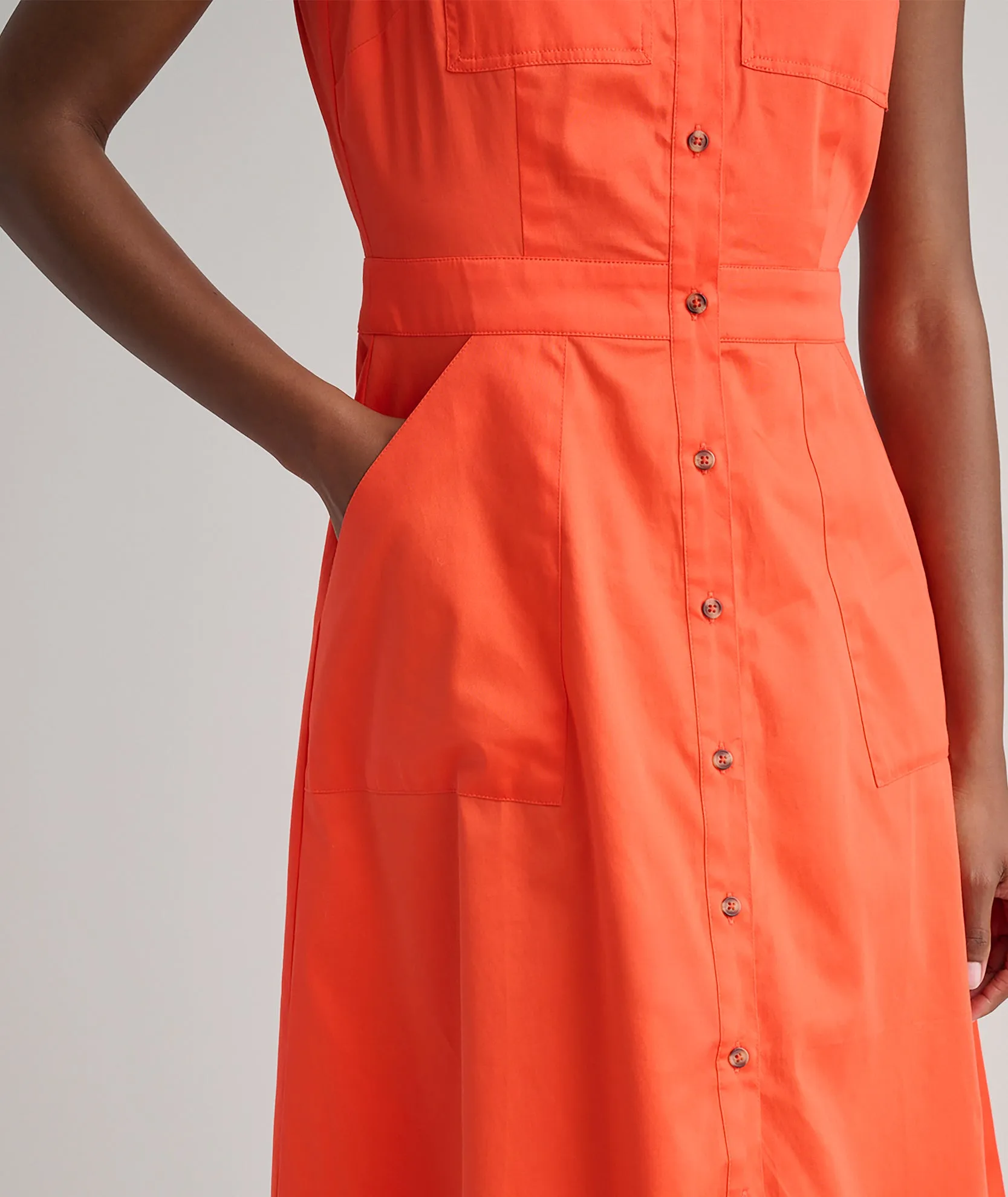 Stretch Cotton Sleeveless Cordelia Shirt Dress