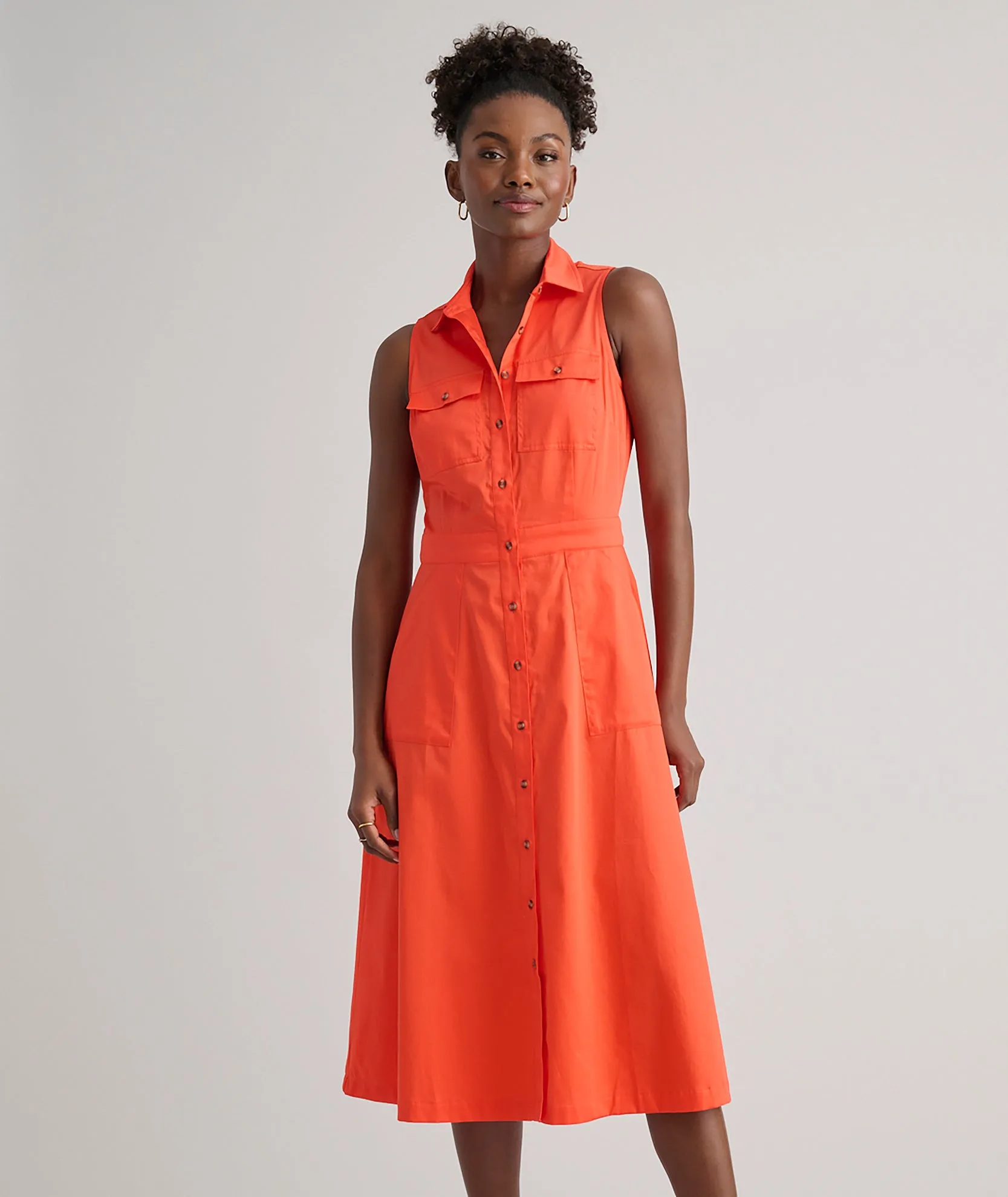 Stretch Cotton Sleeveless Cordelia Shirt Dress