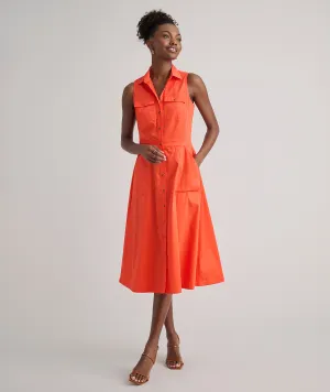 Stretch Cotton Sleeveless Cordelia Shirt Dress