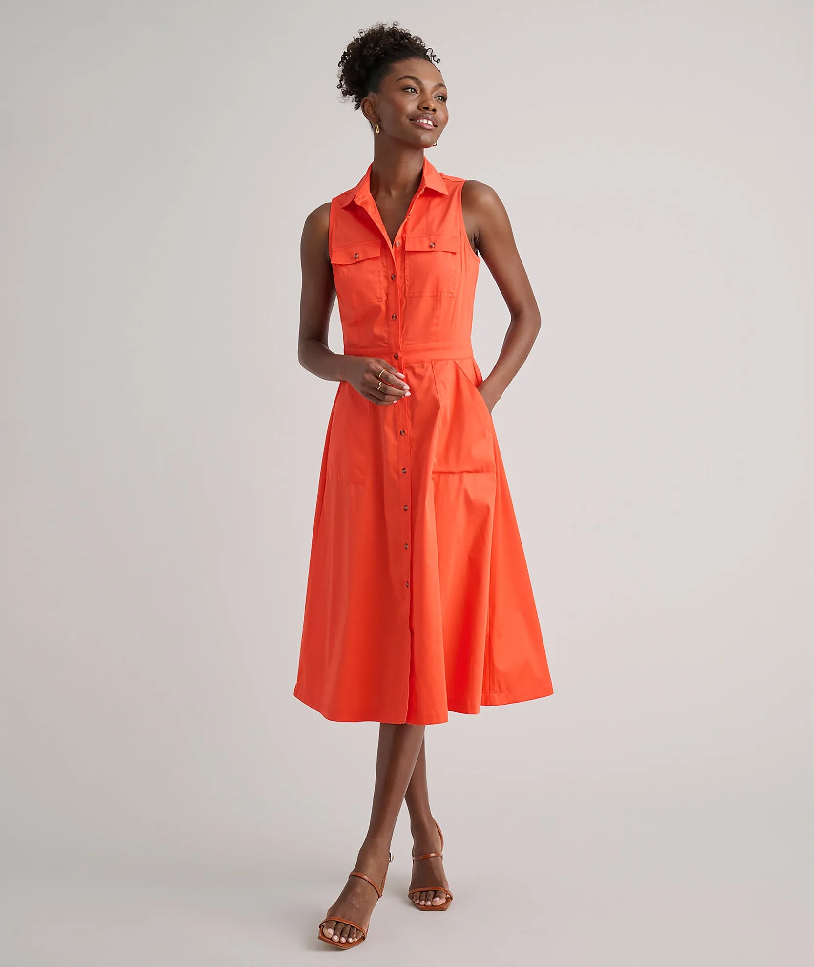 Stretch Cotton Sleeveless Cordelia Shirt Dress