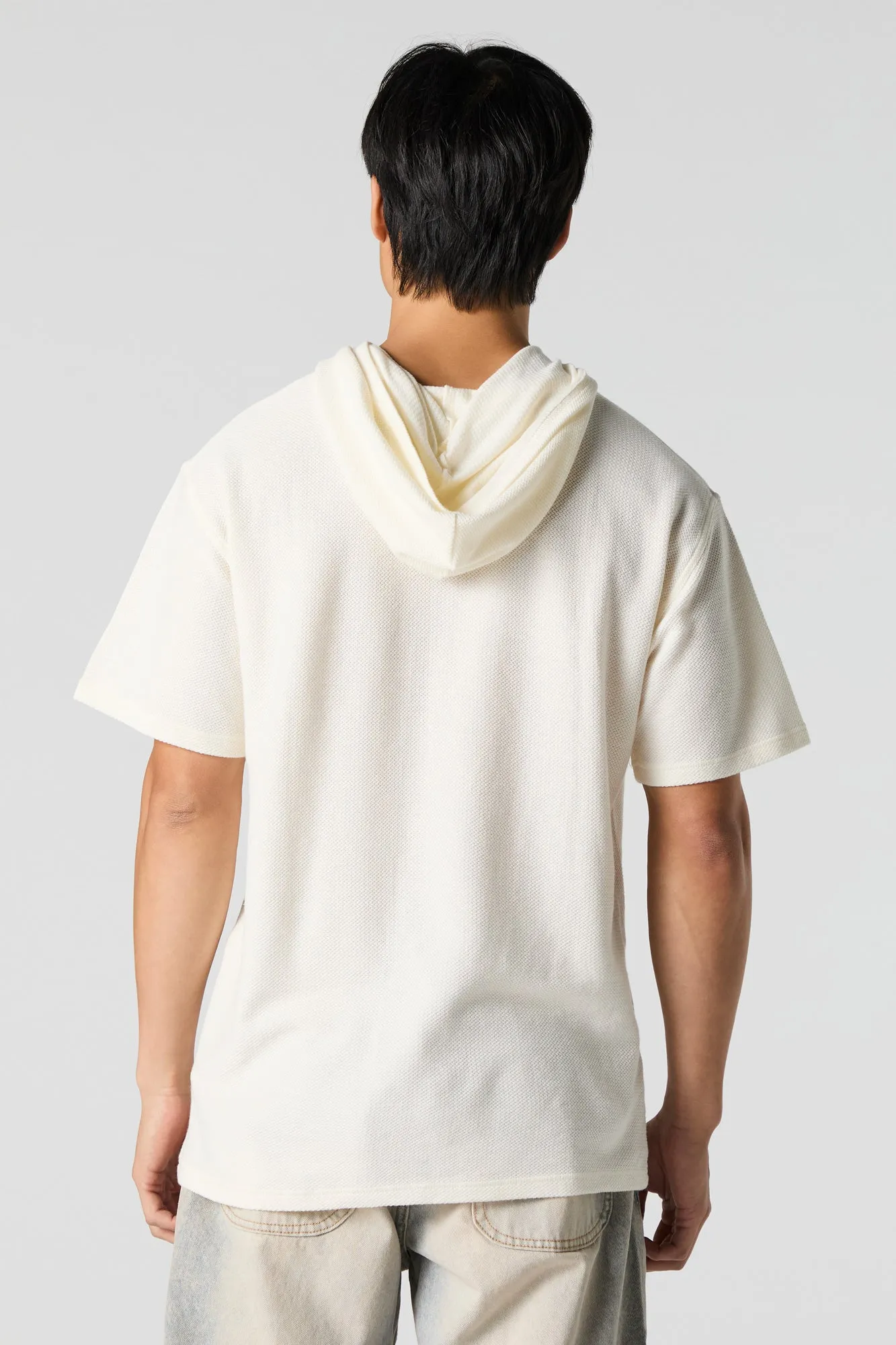 Textured Short Sleeve Hoodie