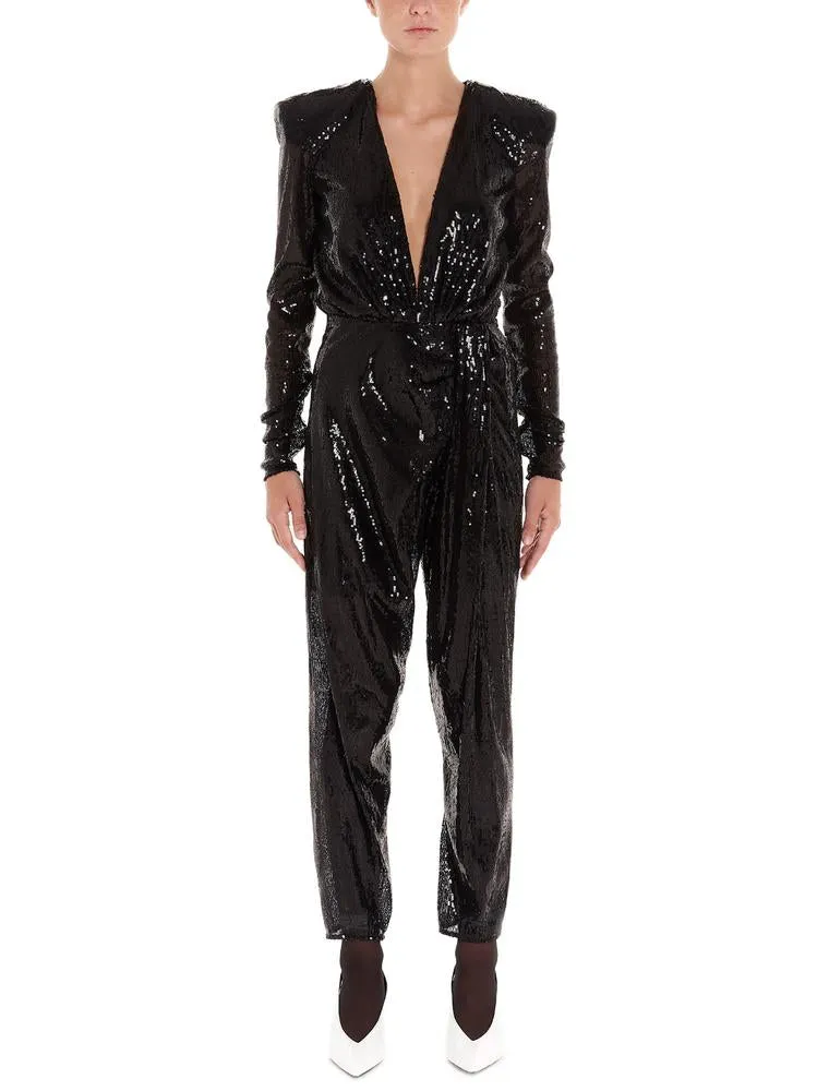 The Attico Sequined V-Neck Jumpsuit