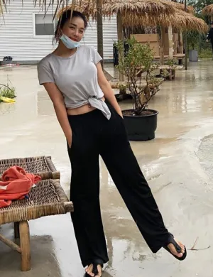 Tie Up Crop Top Short Sleeve T-Shirt lightgray ins_Running