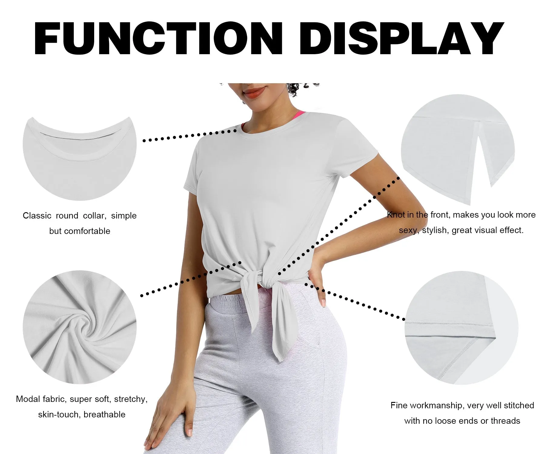 Tie Up Crop Top Short Sleeve T-Shirt lightgray_Jogging