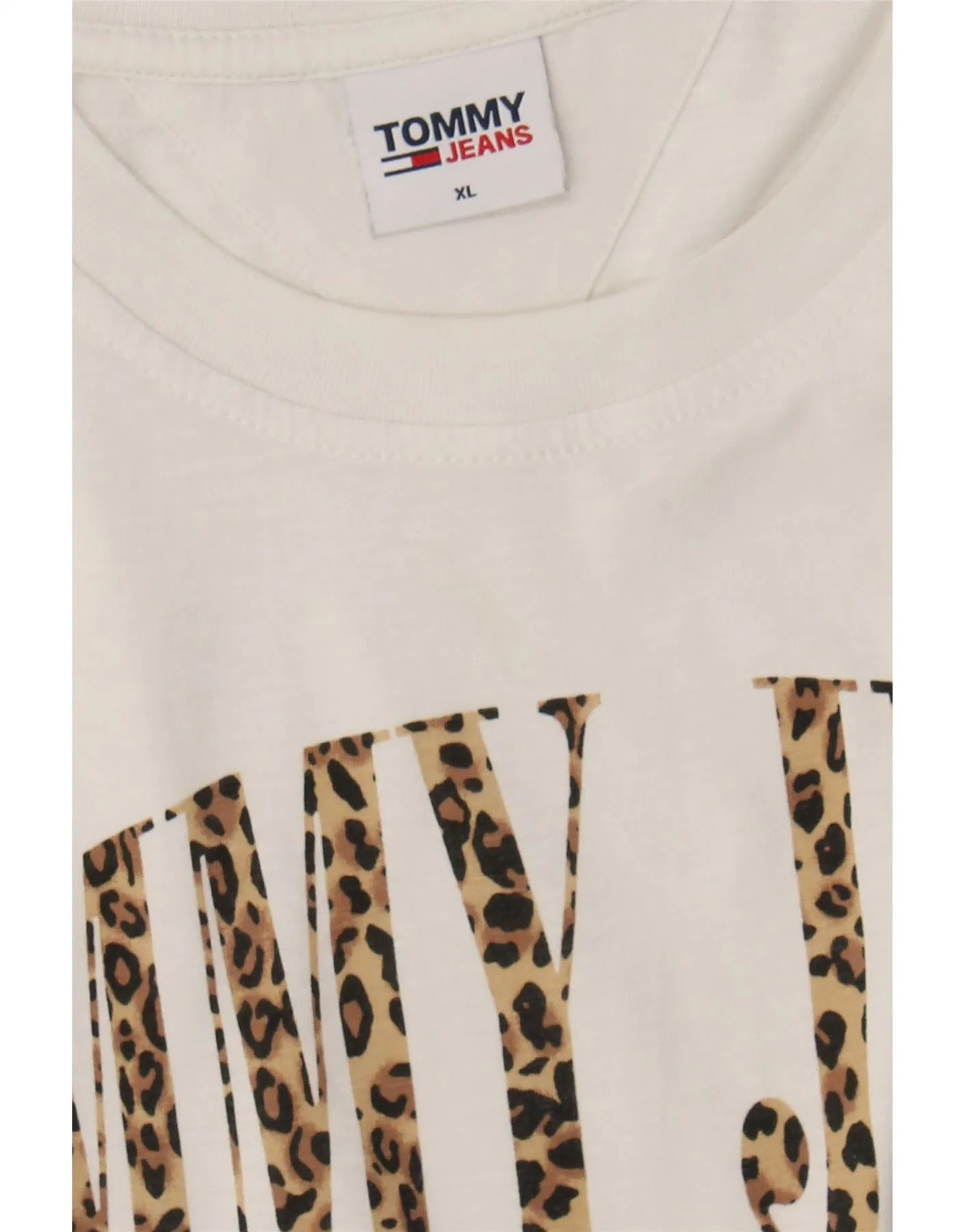 TOMMY HILFIGER Womens Crop Graphic T-Shirt Top UK 18 XL White