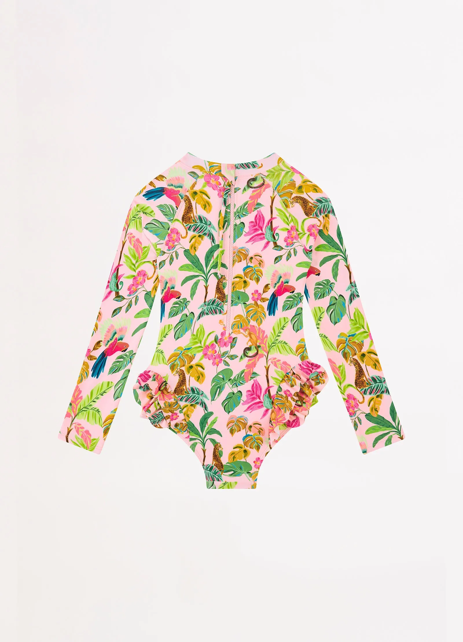 Tropical Dreams Girls Frill Hip Paddlesuit - Trop Pink