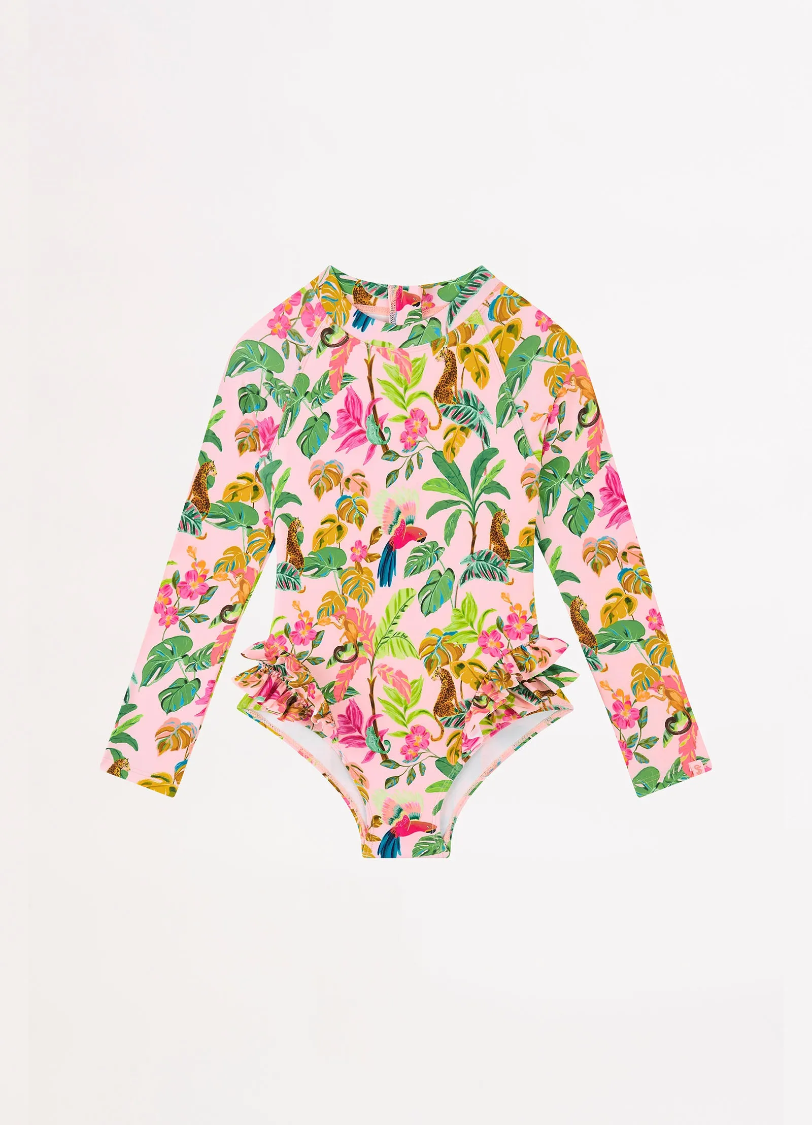 Tropical Dreams Girls Frill Hip Paddlesuit - Trop Pink